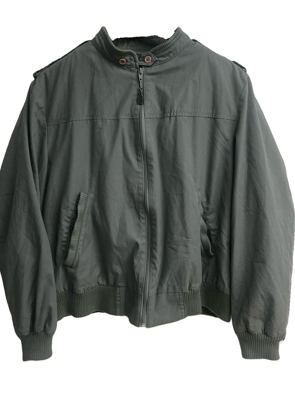 Vintage London Fog Bomber Jacket Men 44 Reg Gray Zip Out Fleece Lining 80s